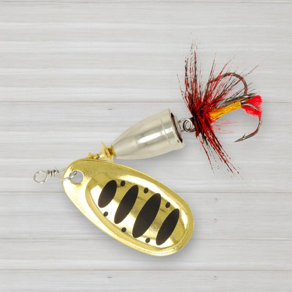 Блешня обертова ZEOX Furor № 4, 11г, колір 009 Gold-Black Dot